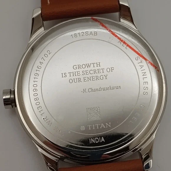 Titan TCS50 DJ898 Date Analog Brown Leather Band Energy India Corporate new bat